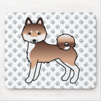 Red And White Alaskan Klee Kai Cute Cartoon Dog Mouse Pad