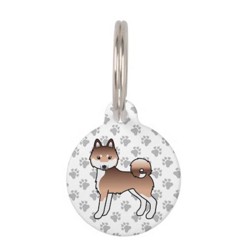 Red And White Alaskan Klee Kai Cute Cartoon Dog Pet ID Tag