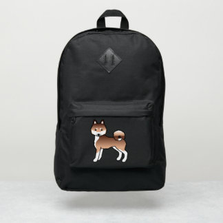 Red And White Alaskan Klee Kai Cute Cartoon Dog Port Authority® Backpack