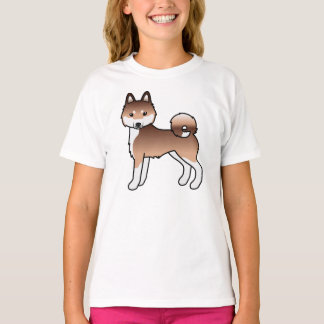 Red And White Alaskan Klee Kai Cute Cartoon Dog T-Shirt