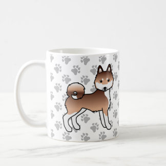 Red And White Alaskan Klee Kai Cute Dog &amp; Paws Coffee Mug