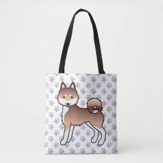 Red And White Alaskan Klee Kai Cute Dog &amp; Paws Tote Bag
