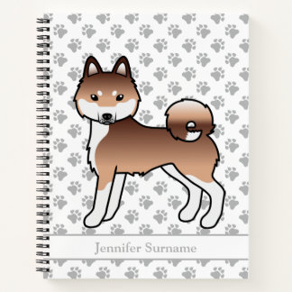 Red And White Alaskan Klee Kai Dog &amp; Custom Text Notebook