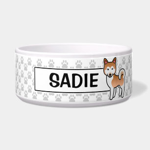 Red And White Alaskan Malamute Dog Illustration Bowl