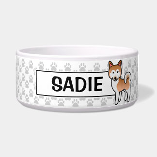 Red And White Alaskan Malamute Dog Illustration Bowl