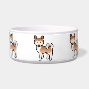 Red And White Alaskan Malamute Dog Illustration Bowl