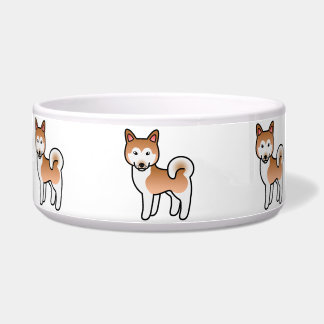 Red And White Alaskan Malamute Dog Illustration Bowl