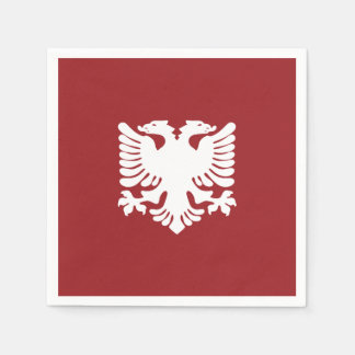 Red and White Albanian Eagle Paper Napkins
