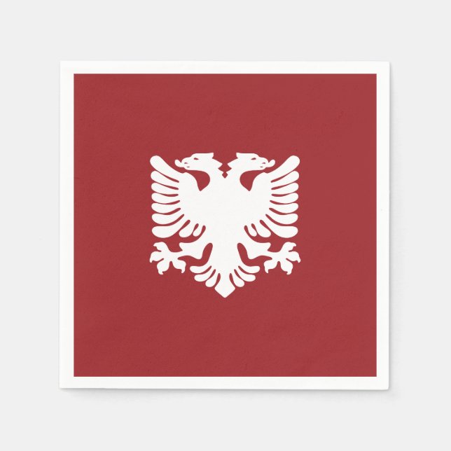 Red and White Albanian Eagle Paper Napkins (Front)
