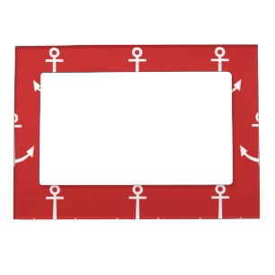 Red and White Anchors Pattern 1 Magnetic Picture Frame