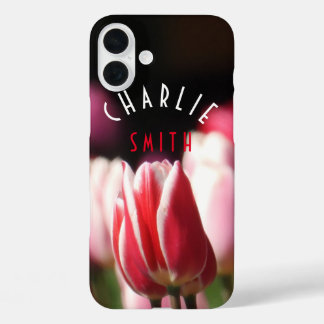 Red and White (and Pink) Tulips iPhone 16 Plus Case