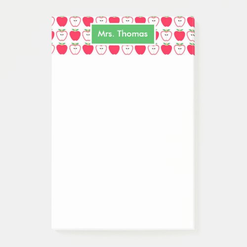 Red and White Apple Personalized Post It Note