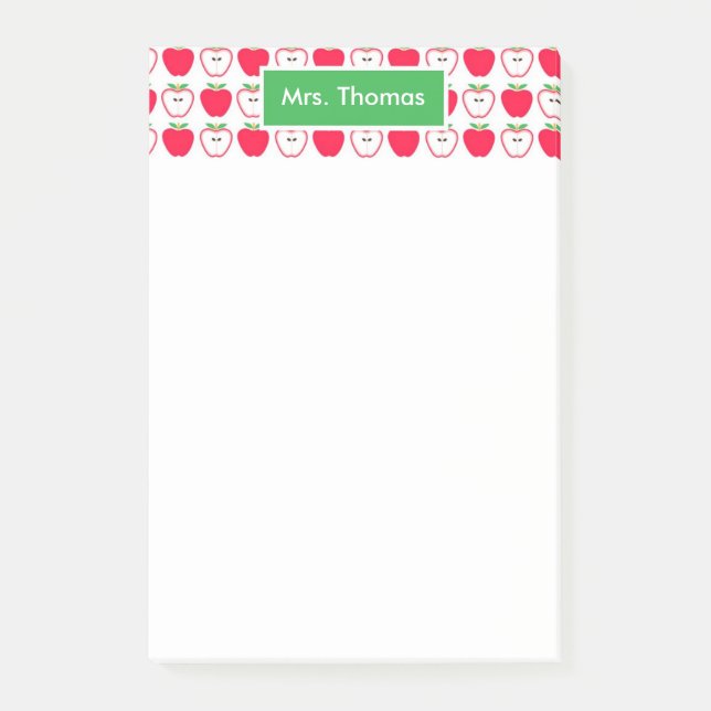 Red and White Apple Personalized Post It Note (Front)