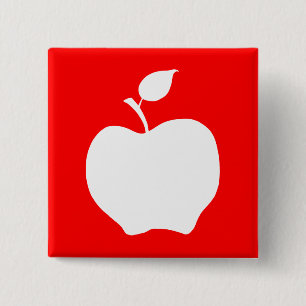Red and White Apple Pinback Button