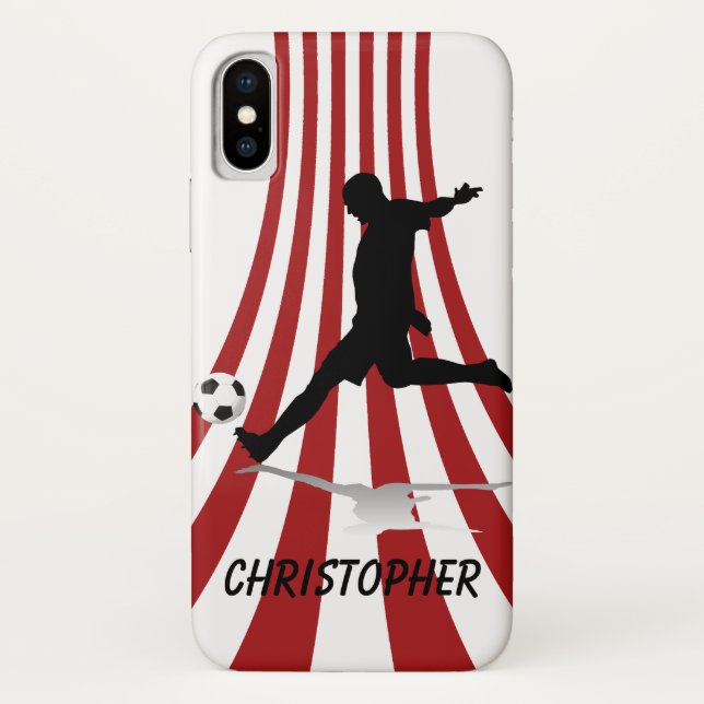 Red and White arcs Soccer player design Case-Mate iPhone Case (Back)