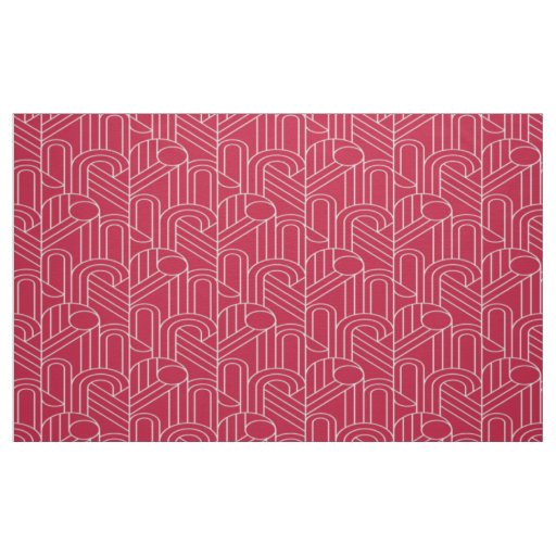 Red and white Art Deco Patterned Fabric