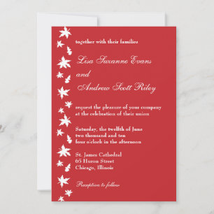 Red and White Autumn Leaf Wedding Invitation