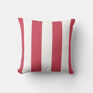 Red and White Awning Stripes Outdoor Pillow