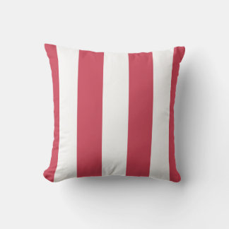 Red and White Awning Stripes Outdoor Pillow