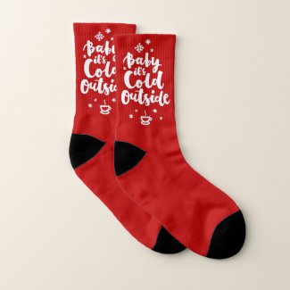 Red And White Baby It's Cold Outside Socks