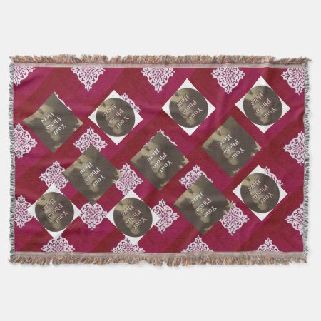 Red And White  Background 11 Eleven Photo Custom. Throw Blanket