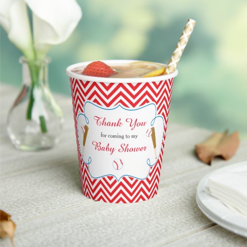 Red and White Baseball Baby Shower party Paper Cups
