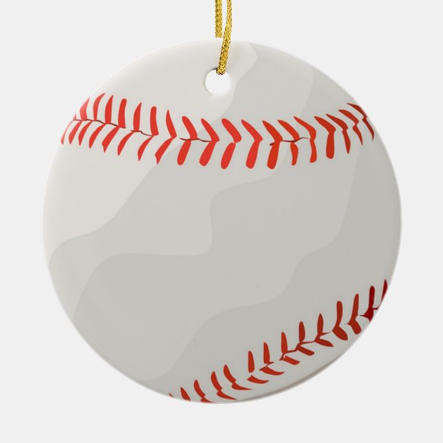 Red and white baseball ball ceramic ornament (Front)