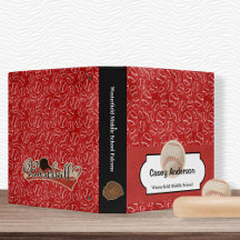 Red and White Baseball Custom School Binder