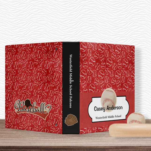 Red and White Baseball Custom School Binder (Creator Uploaded)