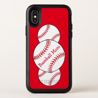 Red and White Baseball Mom OtterBox iPhone X Case