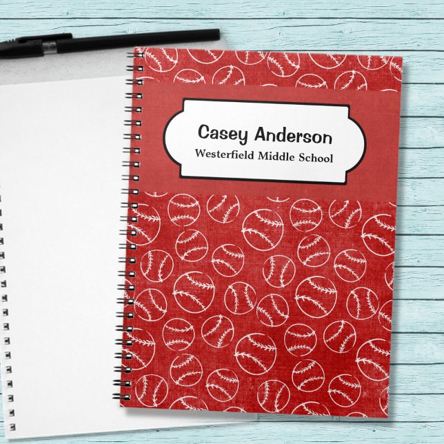 Red and White Baseball Personalized Notebook (Creator Uploaded)