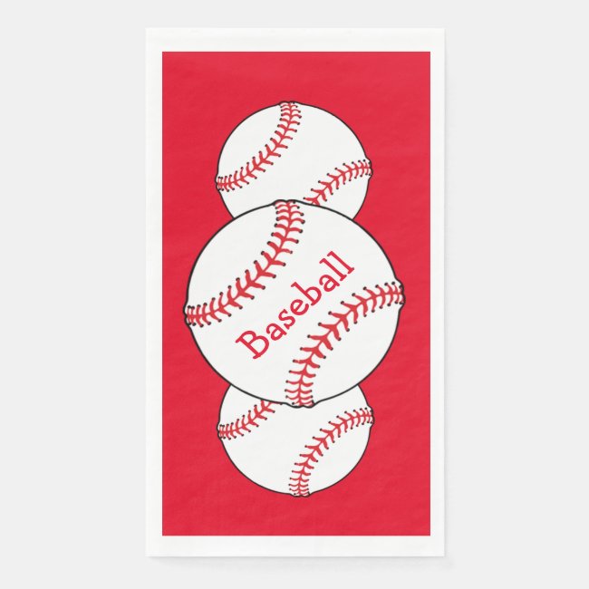 Red and White Baseball Sports Paper Guest Towel