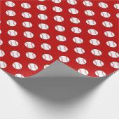 Red and White Baseballs | Any Background Color Wrapping Paper (Corner)