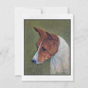 Red and White Basenji Art Note Card