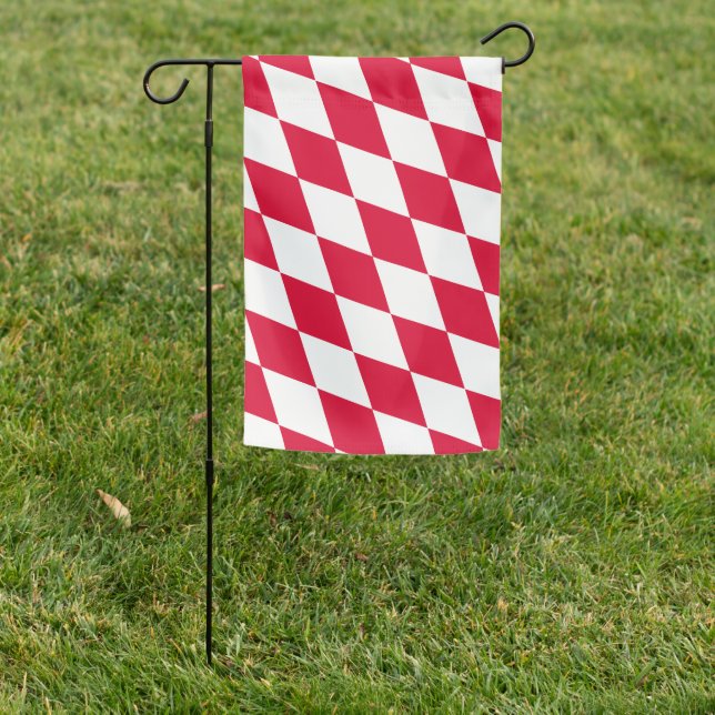 Red and White Bavaria Diamond Flag Pattern (In SItu)
