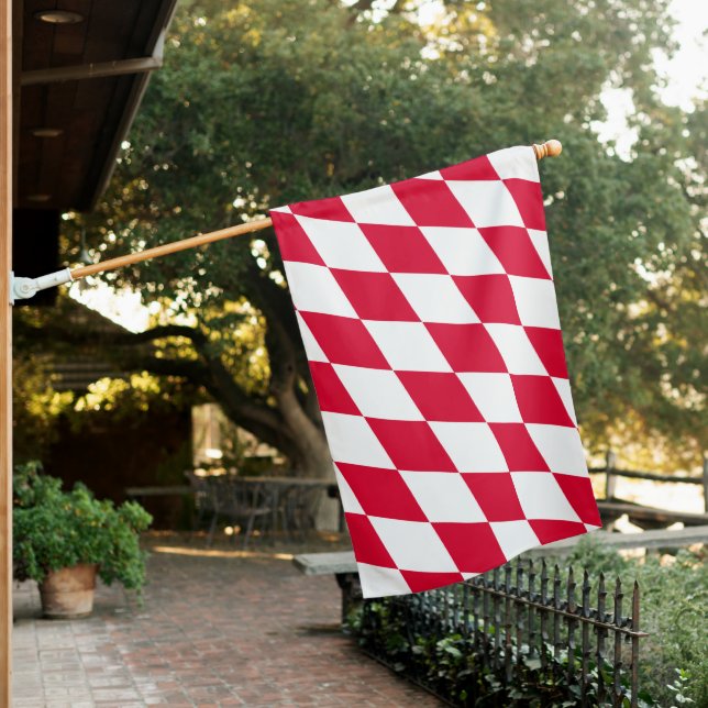 Red and White Bavaria Diamond Flag Pattern (In SItu)