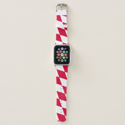Red and White Bavaria Diamond Flag Pattern Apple Watch Band