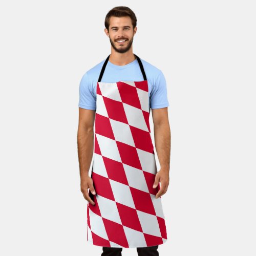 Red and White Bavaria Diamond Flag Pattern Apron