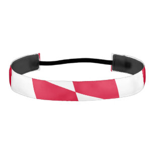 Red and White Bavaria Diamond Flag Pattern Athletic Headband