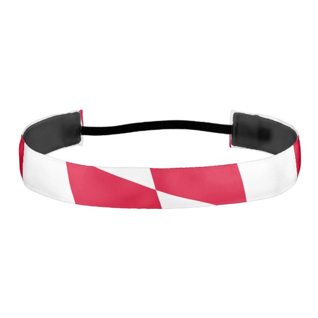 Red and White Bavaria Diamond Flag Pattern Athletic Headband (Front)
