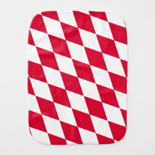 Red and White Bavaria Diamond Flag Pattern Baby Burp Cloth