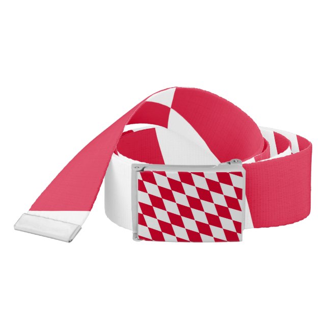 Red and White Bavaria Diamond Flag Pattern Belt (Snake)