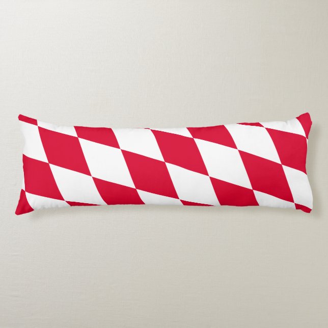 Red and White Bavaria Diamond Flag Pattern Body Pillow (Front)