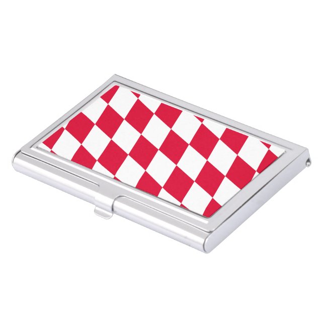 Red and White Bavaria Diamond Flag Pattern Business Card Case (Front)
