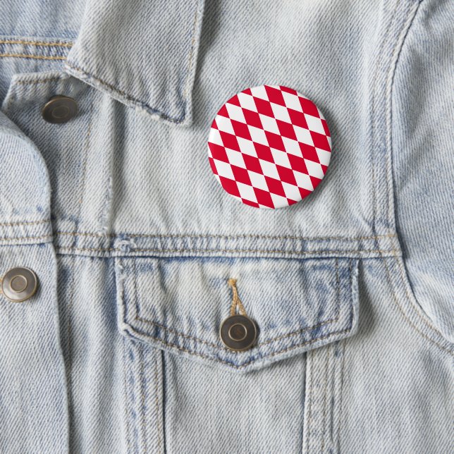 Red and White Bavaria Diamond Flag Pattern Button (In Situ)