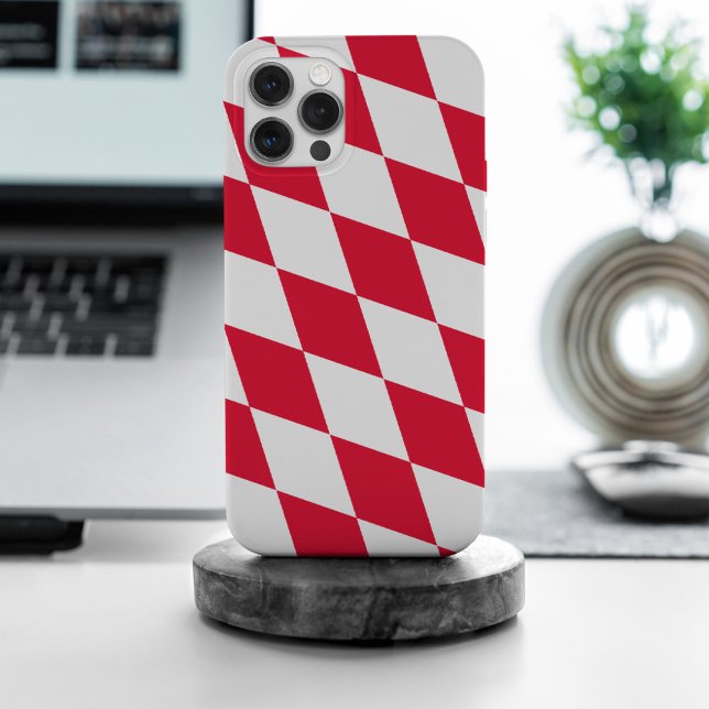 Red and White Bavaria Diamond Flag Pattern Case-Mate iPhone Case (Creator Uploaded)
