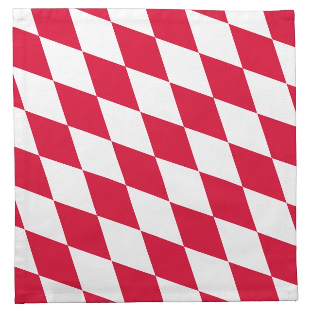 Red and White Bavaria Diamond Flag Pattern Cloth Napkin (Front)