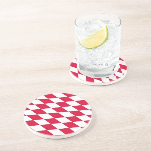 Red and White Bavaria Diamond Flag Pattern Coaster