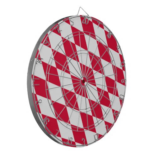 Red and White Bavaria Diamond Flag Pattern Dart Board