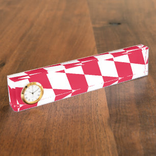 Red and White Bavaria Diamond Flag Pattern Desk Name Plate